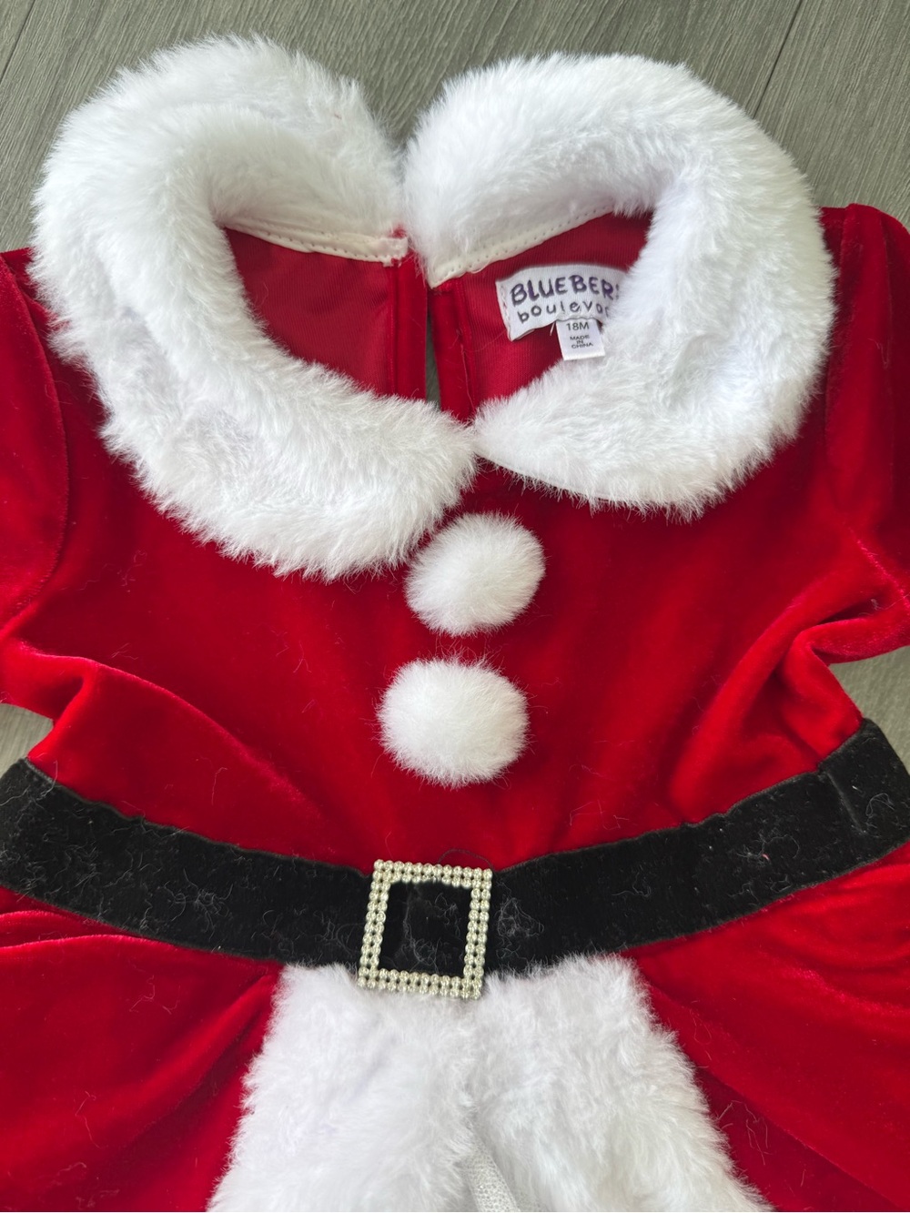 Blueberi Boulevard Red Velvet Santa Dress with White Fur Trim - Kids Costume
